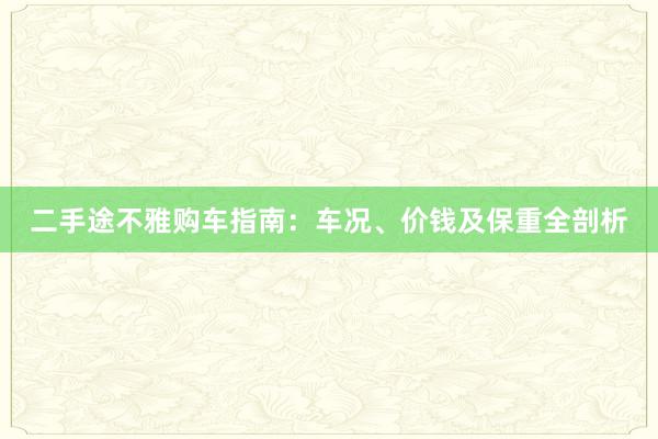 二手途不雅购车指南：车况、价钱及保重全剖析